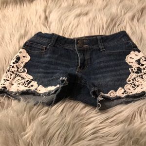 Mudd girls denim shorts with lace details